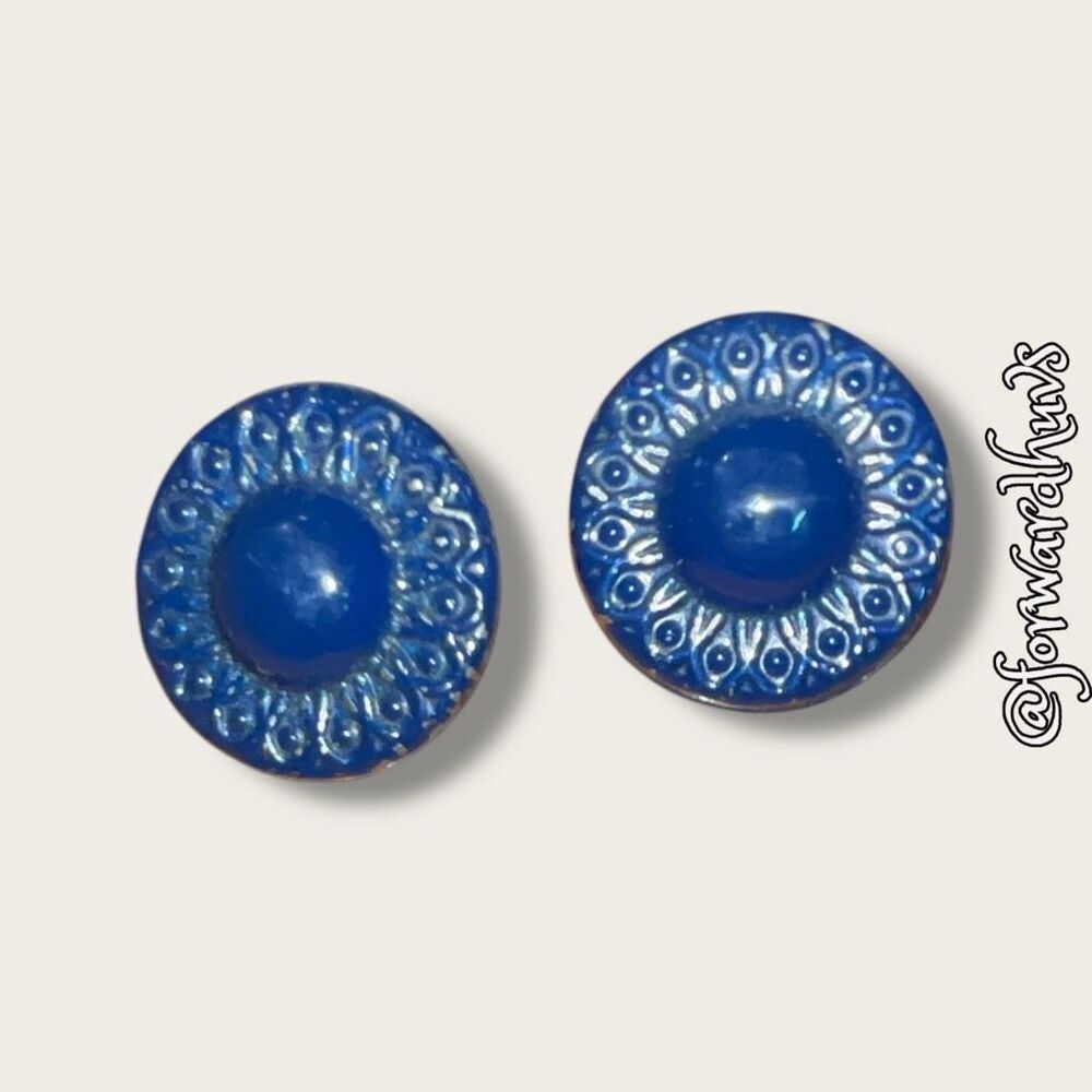 Bundle Sale 3 for $15 | Vintage Blue Metal Earrings | Silver Undertones
